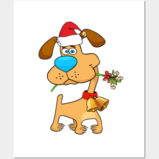 Funny Santa Dog Christmas Posters and Art